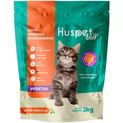 Areia Higiênica Huspet Bio Vegetal 2Kg Areia Higiênica Huspet Bio Vegetal 2Kg