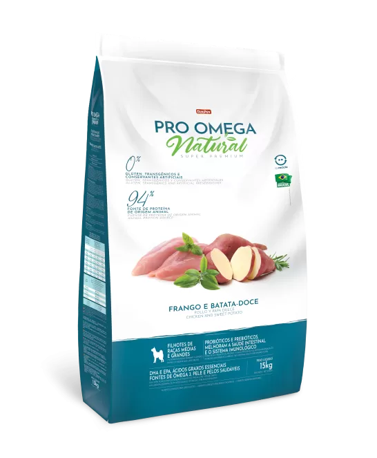 Pro Omega Natural  Filhotes | Raças Médias e Grandes  Super Premium - Pro Omega - Natural - Cães 3kg Pro Omega Natural  Filhotes | Raças Médias e Grandes  Super Premium - Pro Omega - Natural - Cães 3kg