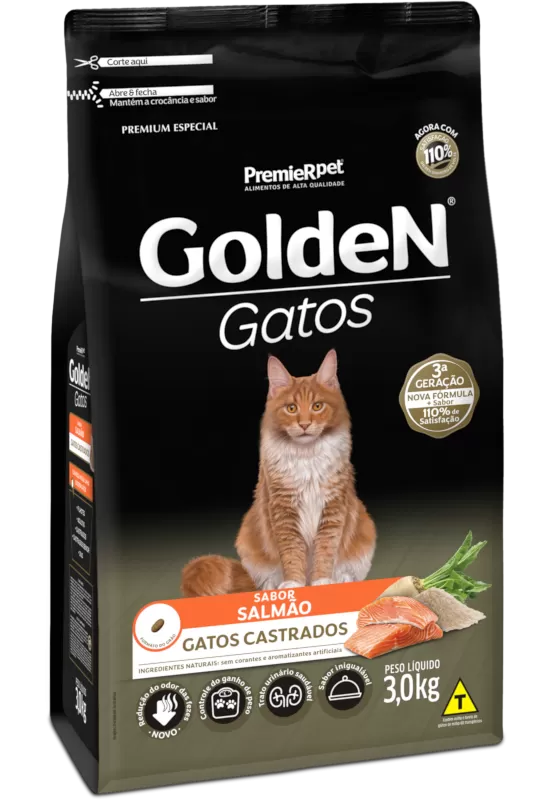 Golden Gatos Castrados Salmão 3 kg Golden Gatos Castrados Salmão 3 kg